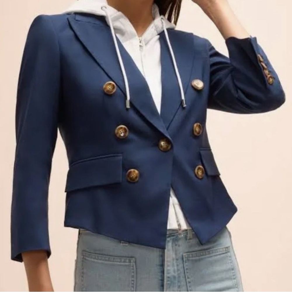 Veronica Beard Navy Blue Cropped Blazer